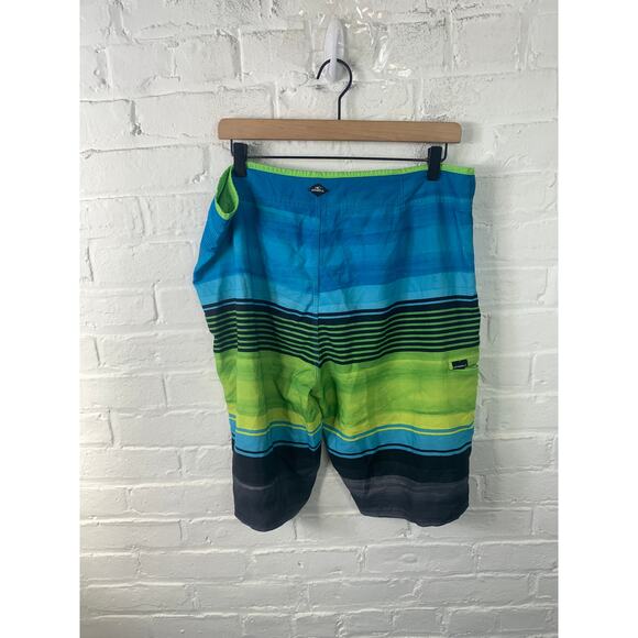 O'Neill Men's Hyperfreak Heat Stripe Boardshorts Drawstring Multicolor Size 36 - Picture 2 of 5
